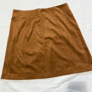 miami orangey tan mini suede skirt